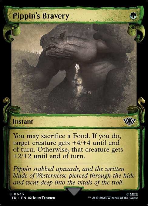 You may sacrifice a Food. If you do, target creature gets +4/+4 until end of turn. Otherwise, that creature gets +2/+2 until end of turn.