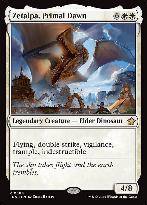 Flying, double strike, vigilance, trample, indestructible