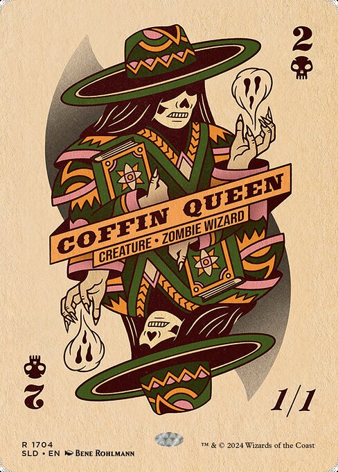 You may choose not to untap Coffin Queen during your untap step.
{2}{B}, {T}: Put target creature card from a graveyard onto the battlefield under your control. When Coffin Queen becomes untapped or you lose control of Coffin Queen, exile that creature.