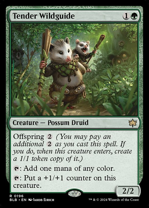 Offspring {2} (You may pay an additional {2} as you cast this spell. If you do, when this creature enters, create a 1/1 token copy of it.)
{T}: Add one mana of any color.
{T}: Put a +1/+1 counter on this creature.