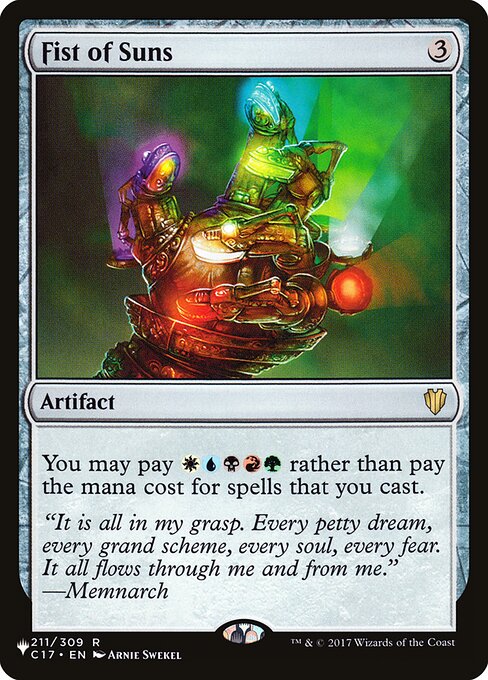 You may pay {W}{U}{B}{R}{G} rather than pay the mana cost for spells you cast.