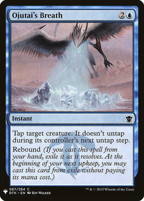 Tap target creature. It doesn't untap during its controller's next untap step.
Rebound (If you cast this spell from your hand, exile it as it resolves. At the beginning of your next upkeep, you may cast this card from exile without paying its mana cost.)