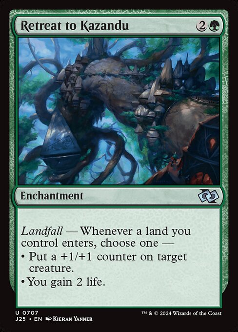 Landfall — Whenever a land you control enters, choose one —
• Put a +1/+1 counter on target creature.
• You gain 2 life.
