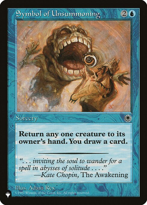 Return target creature to its owner's hand.
Draw a card.