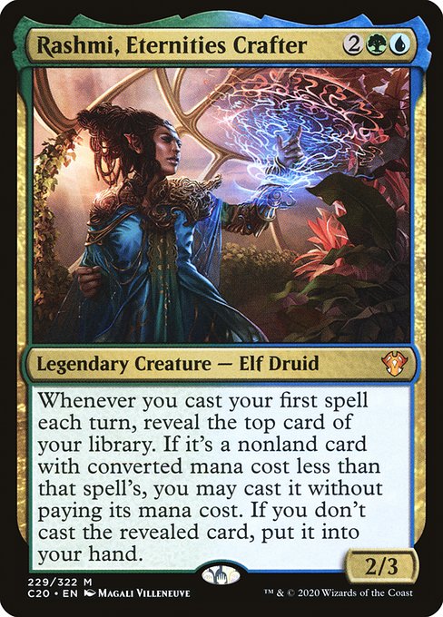Whenever you cast your first spell each turn, reveal the top card of your library. You may cast it without paying its mana cost if it's a spell with lesser mana value. If you don't cast it, put it into your hand.