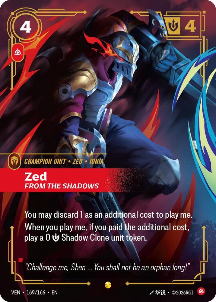 Zed, From the Shadows (Overnumbered) (Foil)