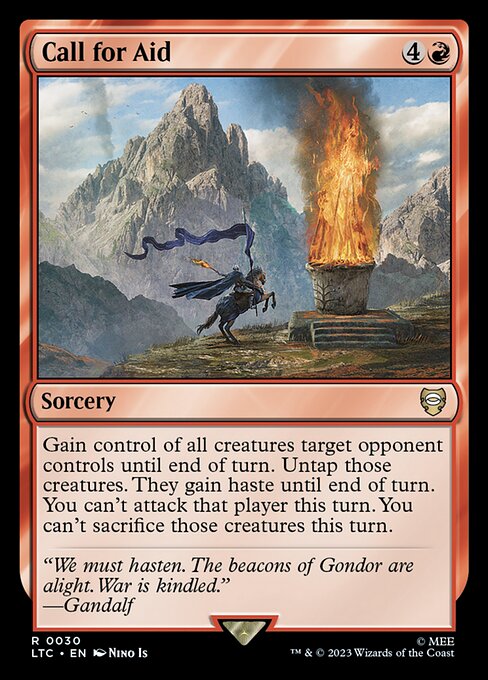 Gain control of all creatures target opponent controls until end of turn. Untap those creatures. They gain haste until end of turn. You can't attack that player this turn. You can't sacrifice those creatures this turn.