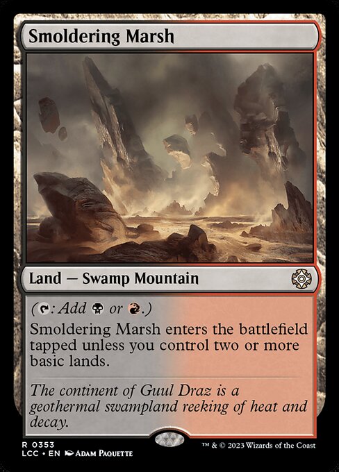 ({T}: Add {B} or {R}.)
This land enters tapped unless you control two or more basic lands.