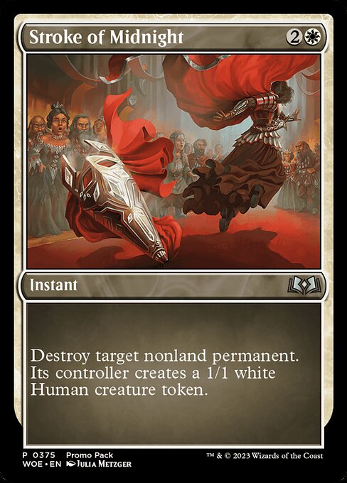 Destroy target nonland permanent. Its controller creates a 1/1 white Human creature token.