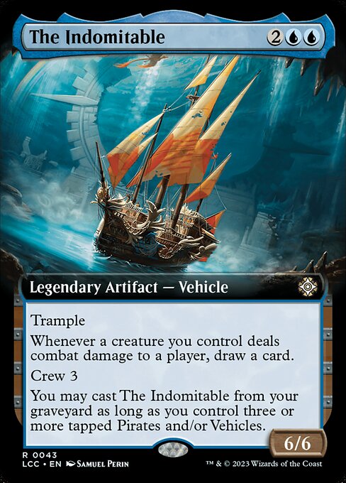 Trample
Whenever a creature you control deals combat damage to a player, draw a card.
Crew 3
You may cast this card from your graveyard as long as you control three or more tapped Pirates and/or Vehicles.