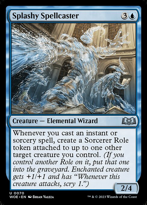Whenever you cast an instant or sorcery spell, create a Sorcerer Role token attached to up to one other target creature you control. (If you control another Role on it, put that one into the graveyard. Enchanted creature gets +1/+1 and has "Whenever this creature attacks, scry 1.")