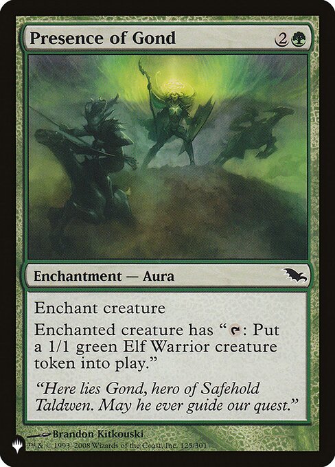Enchant creature
Enchanted creature has "{T}: Create a 1/1 green Elf Warrior creature token."