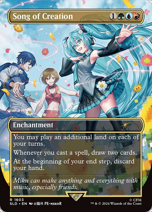 You may play an additional land on each of your turns.
Whenever you cast a spell, draw two cards.
At the beginning of your end step, discard your hand.