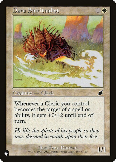 Whenever a Cleric creature you control becomes the target of a spell or ability, it gets +0/+2 until end of turn.