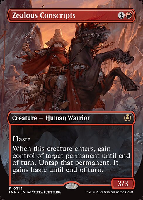 Haste
When Zealous Conscripts enters, gain control of target permanent until end of turn. Untap that permanent. It gains haste until end of turn.