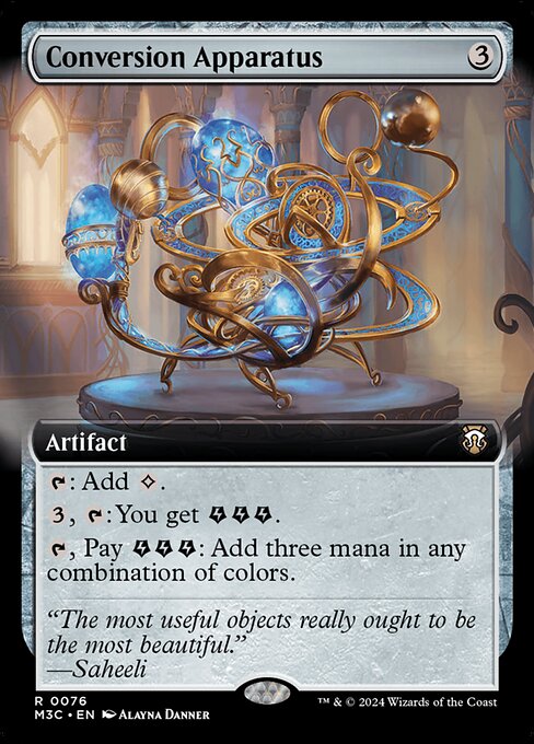 {T}: Add {C}.
{3}, {T}: You get {E}{E}{E} (three energy counters).
{T}, Pay {E}{E}{E}: Add three mana in any combination of colors.