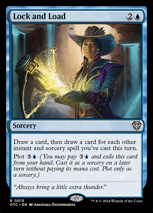 Draw a card, then draw a card for each other instant and sorcery spell you've cast this turn.
Plot {3}{U} (You may pay {3}{U} and exile this card from your hand. Cast it as a sorcery on a later turn without paying its mana cost. Plot only as a sorcery.)