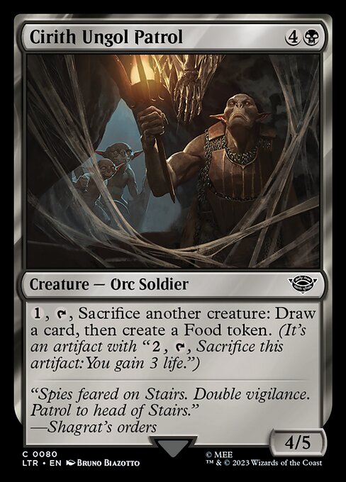 {1}, {T}, Sacrifice another creature: Draw a card, then create a Food token. (It's an artifact with "{2}, {T}, Sacrifice this artifact: You gain 3 life.")