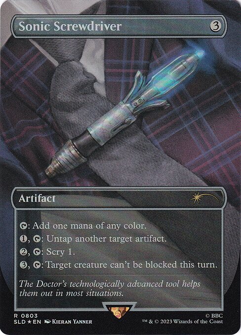 {T}: Add one mana of any color.
{1}, {T}: Untap another target artifact.
{2}, {T}: Scry 1. (Look at the top card of your library. You may put that card on the bottom.)
{3}, {T}: Target creature can't be blocked this turn.