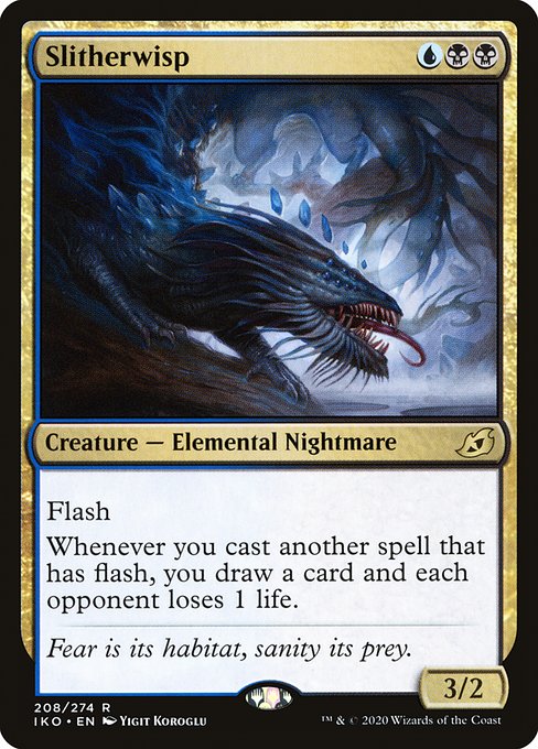 Flash
Whenever you cast another spell that has flash, you draw a card and each opponent loses 1 life.