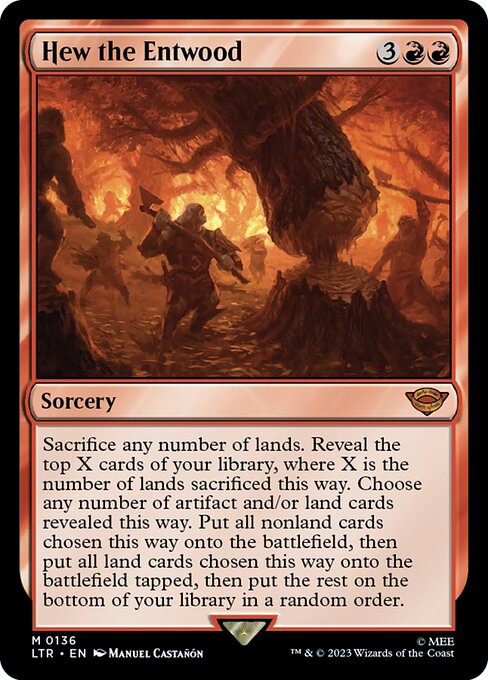 Sacrifice any number of lands. Reveal the top X cards of your library, where X is the number of lands sacrificed this way. Choose any number of artifact and/or land cards revealed this way. Put all nonland cards chosen this way onto the battlefield, then put all land cards chosen this way onto the battlefield tapped, then put the rest on the bottom of your library in a random order.