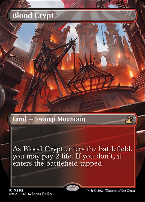 ({T}: Add {B} or {R}.)
As Blood Crypt enters, you may pay 2 life. If you don't, it enters tapped.