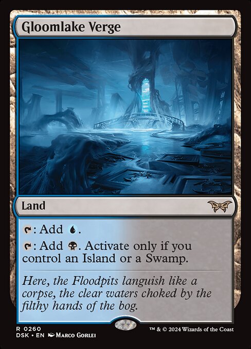 {T}: Add {U}.
{T}: Add {B}. Activate only if you control an Island or a Swamp.