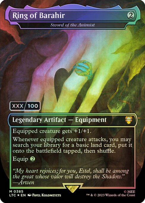 Equipped creature gets +1/+1.
Whenever equipped creature attacks, you may search your library for a basic land card, put it onto the battlefield tapped, then shuffle.
Equip {2}