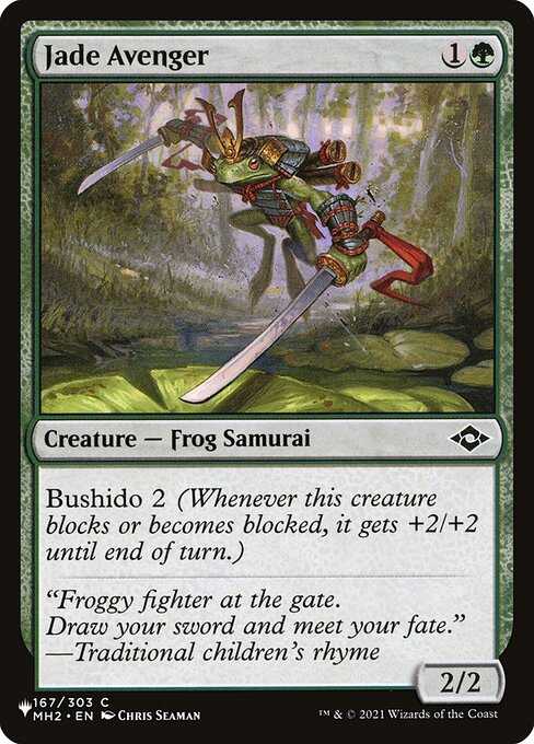 Bushido 2 (Whenever this creature blocks or becomes blocked, it gets +2/+2 until end of turn.)
