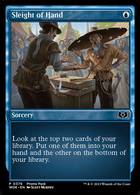 Look at the top two cards of your library. Put one of them into your hand and the other on the bottom of your library.