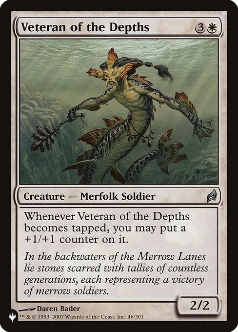 Whenever Veteran of the Depths becomes tapped, you may put a +1/+1 counter on it.