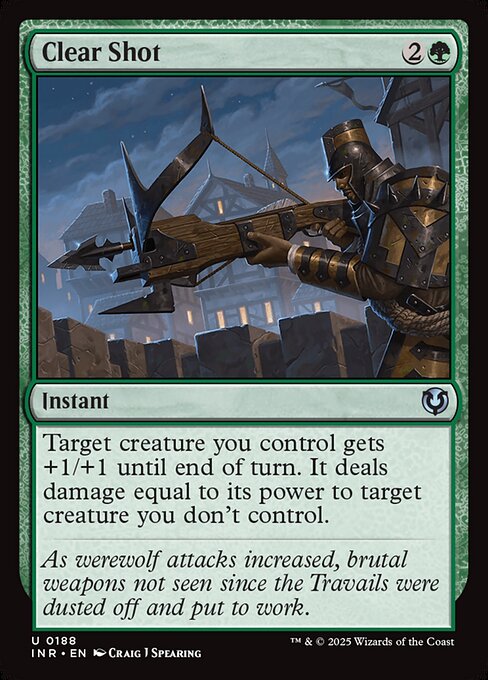 Target creature you control gets +1/+1 until end of turn. It deals damage equal to its power to target creature you don't control.