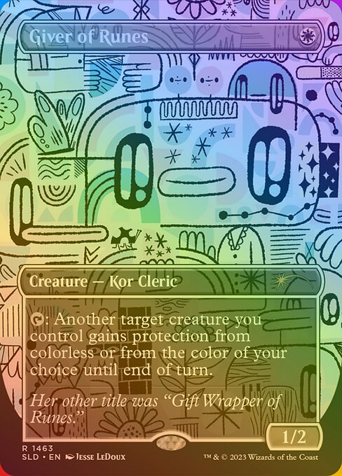 {T}: Another target creature you control gains protection from colorless or from the color of your choice until end of turn.