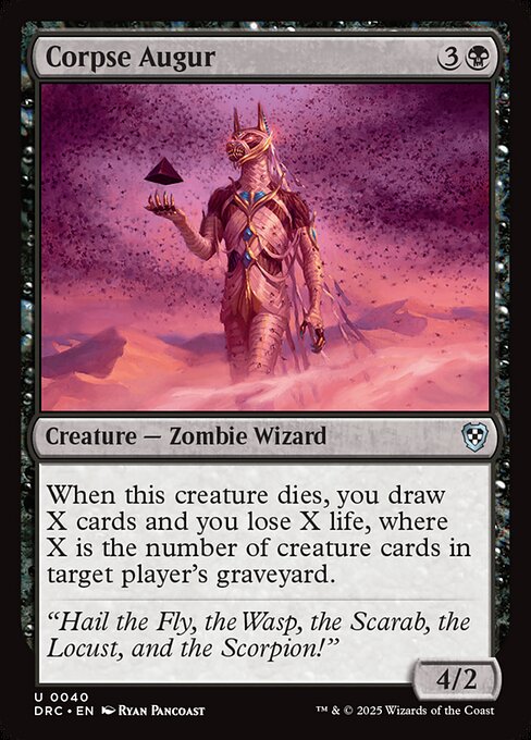 When this creature dies, you draw X cards and you lose X life, where X is the number of creature cards in target player's graveyard.