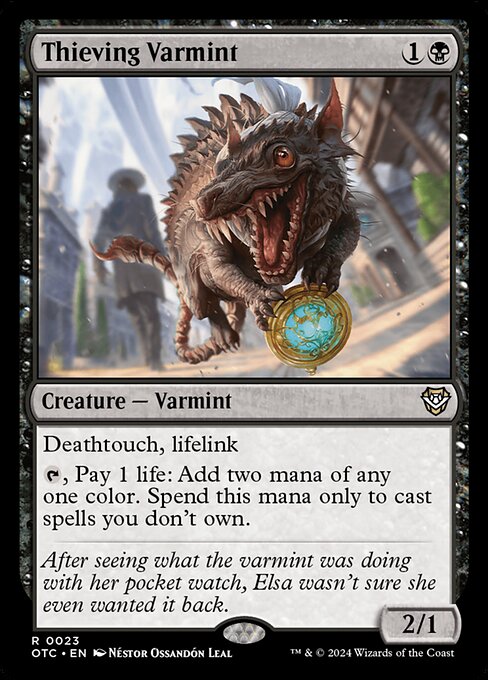 Deathtouch, lifelink
{T}, Pay 1 life: Add two mana of any one color. Spend this mana only to cast spells you don't own.