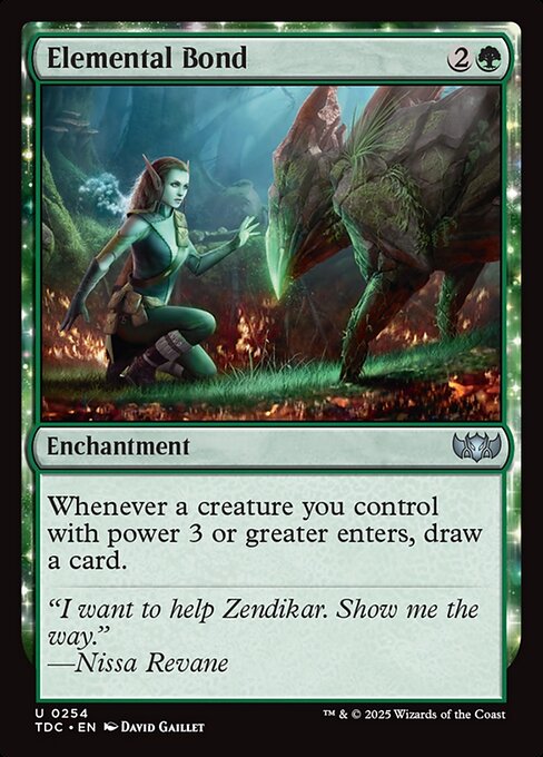Whenever a creature you control with power 3 or greater enters, draw a card.