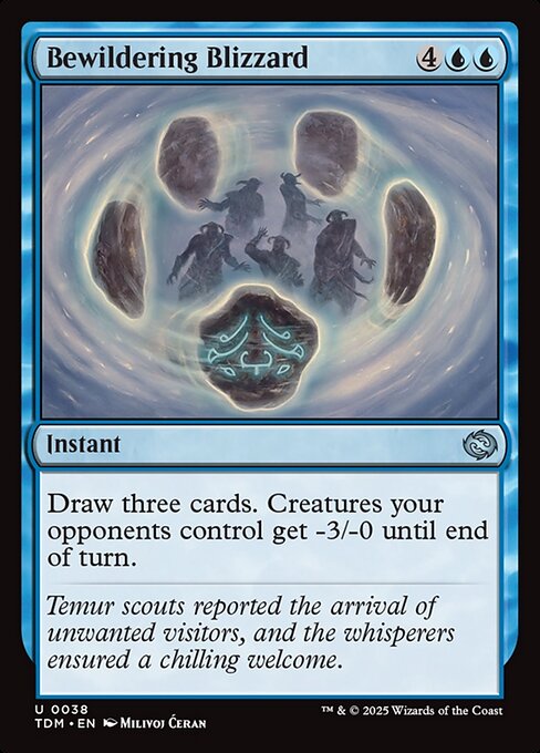 Draw three cards. Creatures your opponents control get -3/-0 until end of turn.