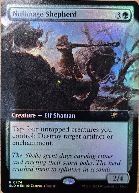 Tap four untapped creatures you control: Destroy target artifact or enchantment.