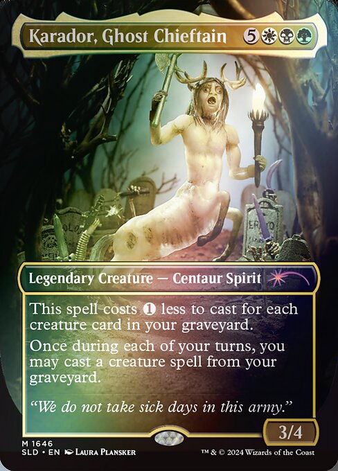 This spell costs {1} less to cast for each creature card in your graveyard.
Once during each of your turns, you may cast a creature spell from your graveyard.