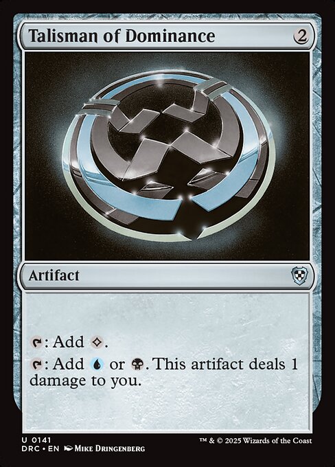 {T}: Add {C}.
{T}: Add {U} or {B}. this artifact deals 1 damage to you.