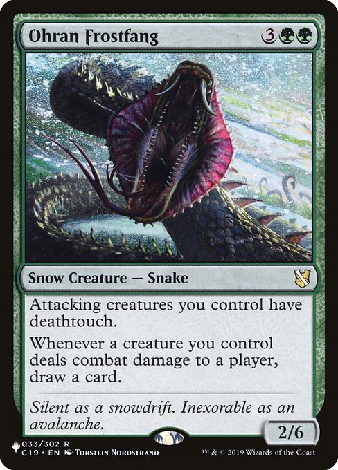 Attacking creatures you control have deathtouch.
Whenever a creature you control deals combat damage to a player, draw a card.