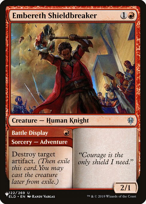 Destroy target artifact. (Then exile this card. You may cast the creature later from exile.)