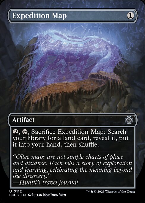 {2}, {T}, Sacrifice this artifact: Search your library for a land card, reveal it, put it into your hand, then shuffle.