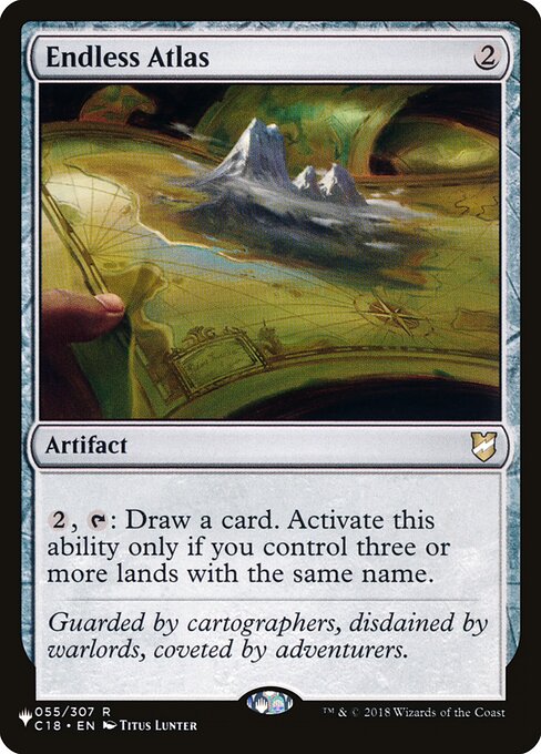 {2}, {T}: Draw a card. Activate only if you control three or more lands with the same name.
