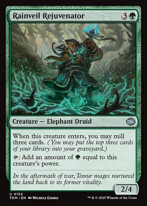When this creature enters, you may mill three cards. (You may put the top three cards of your library into your graveyard.)
{T}: Add an amount of {G} equal to this creature's power.