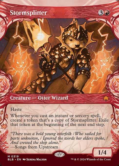 Haste
Whenever you cast an instant or sorcery spell, create a token that's a copy of Stormsplitter. Exile that token at the beginning of the next end step.