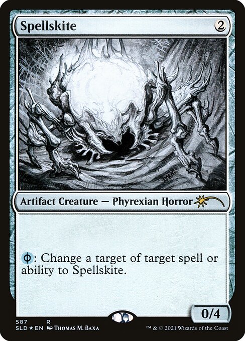 {U/P}: Change a target of target spell or ability to Spellskite. ({U/P} can be paid with either {U} or 2 life.)