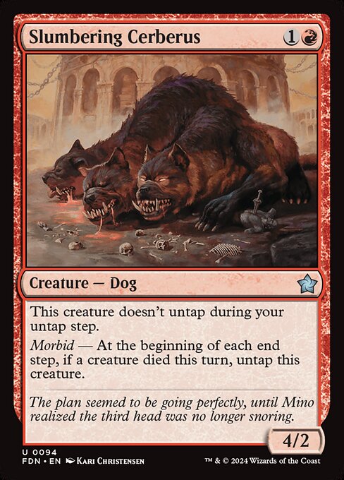 This creature doesn't untap during your untap step.
Morbid — At the beginning of each end step, if a creature died this turn, untap this creature.