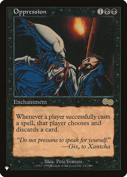 Whenever a player casts a spell, that player discards a card.