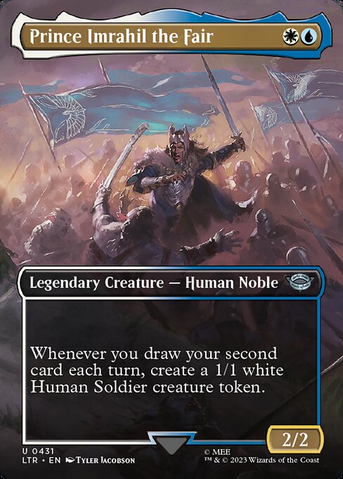 Whenever you draw your second card each turn, create a 1/1 white Human Soldier creature token.